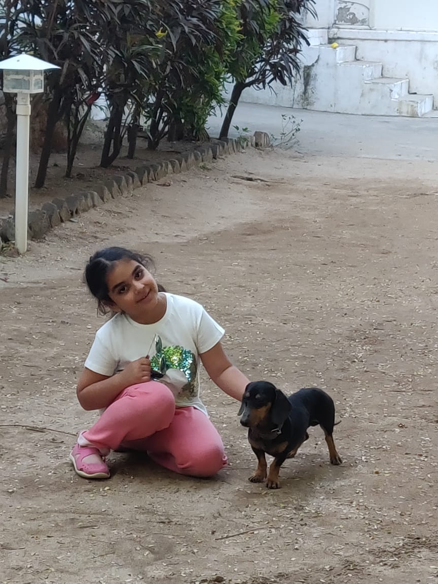 Little girl with puppy
