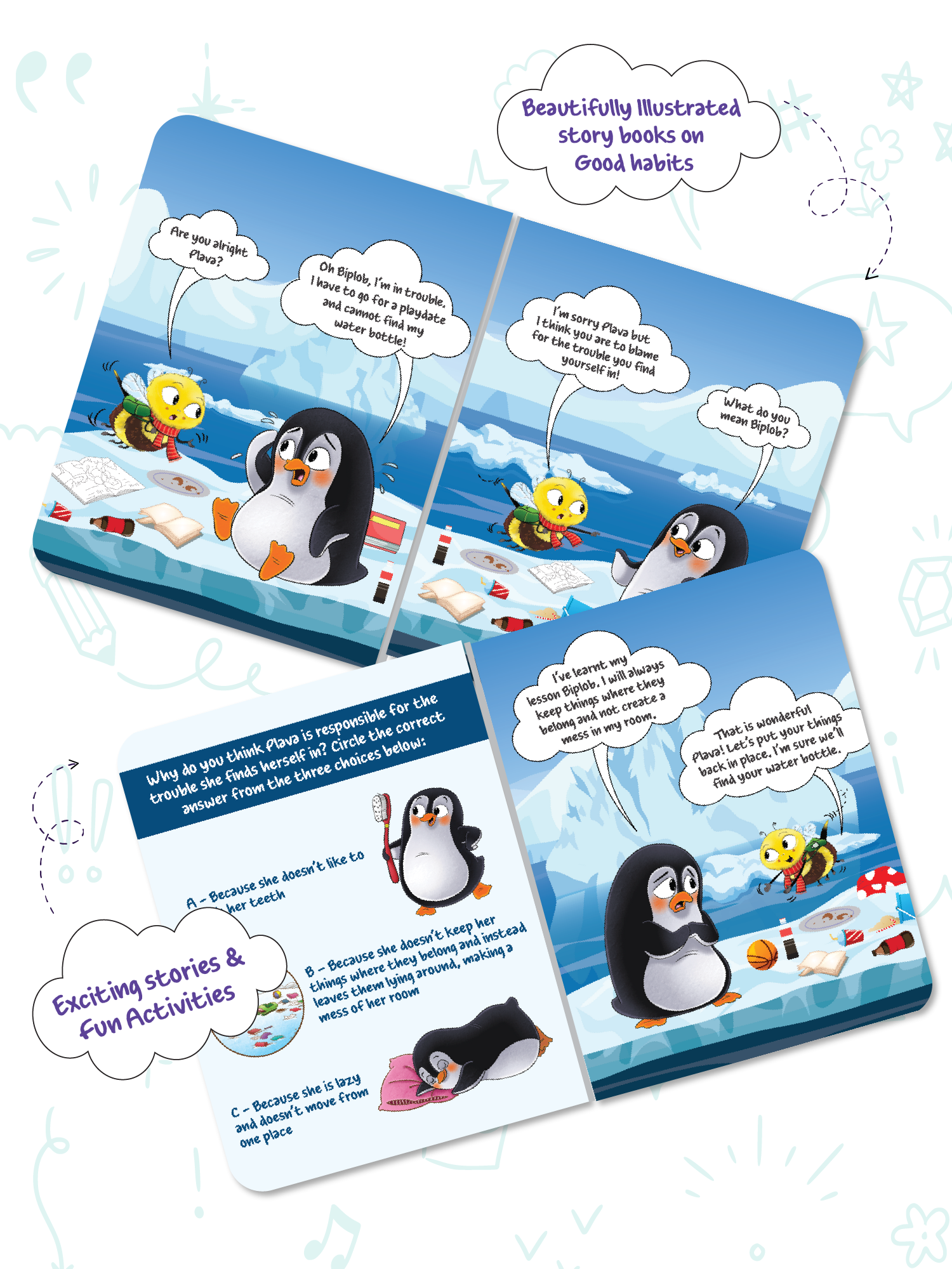 Biplob's Early Learner Series on Good Habits (Book 4) - Plava the Penguin always cleans up