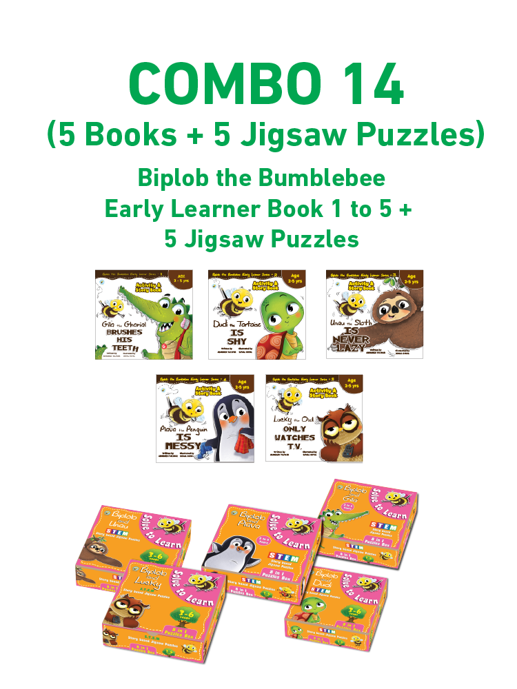 COMBO14NEW: Biplob Early Learner Books 1-5 + 5 Jigsaw Puzzles - Biplobworld - Biplobworld