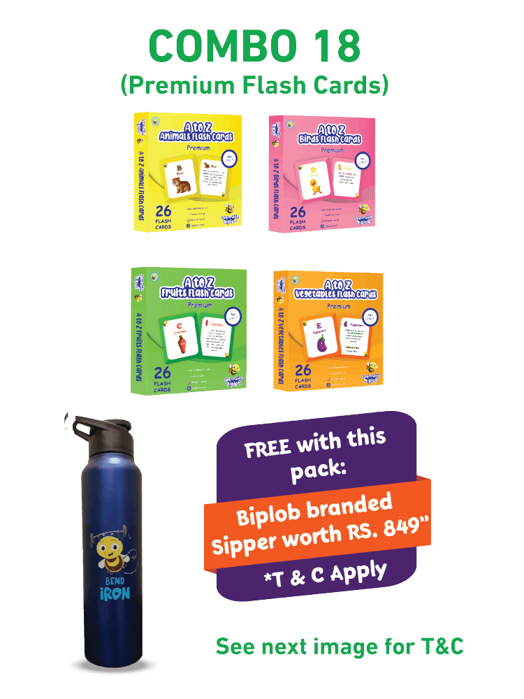 COMBO18: Premium Flash Cards - Set of 4 (Age 2 to 7) - Biplobworld -