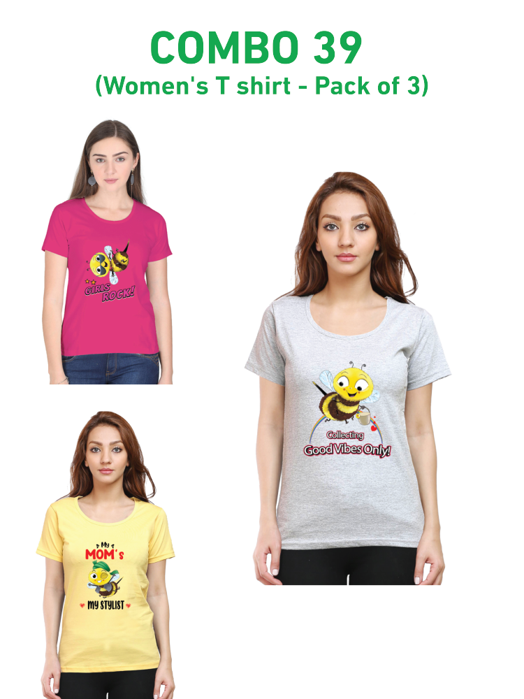 COMBO39: Pack of 3 Women's T shirts - Biplobworld