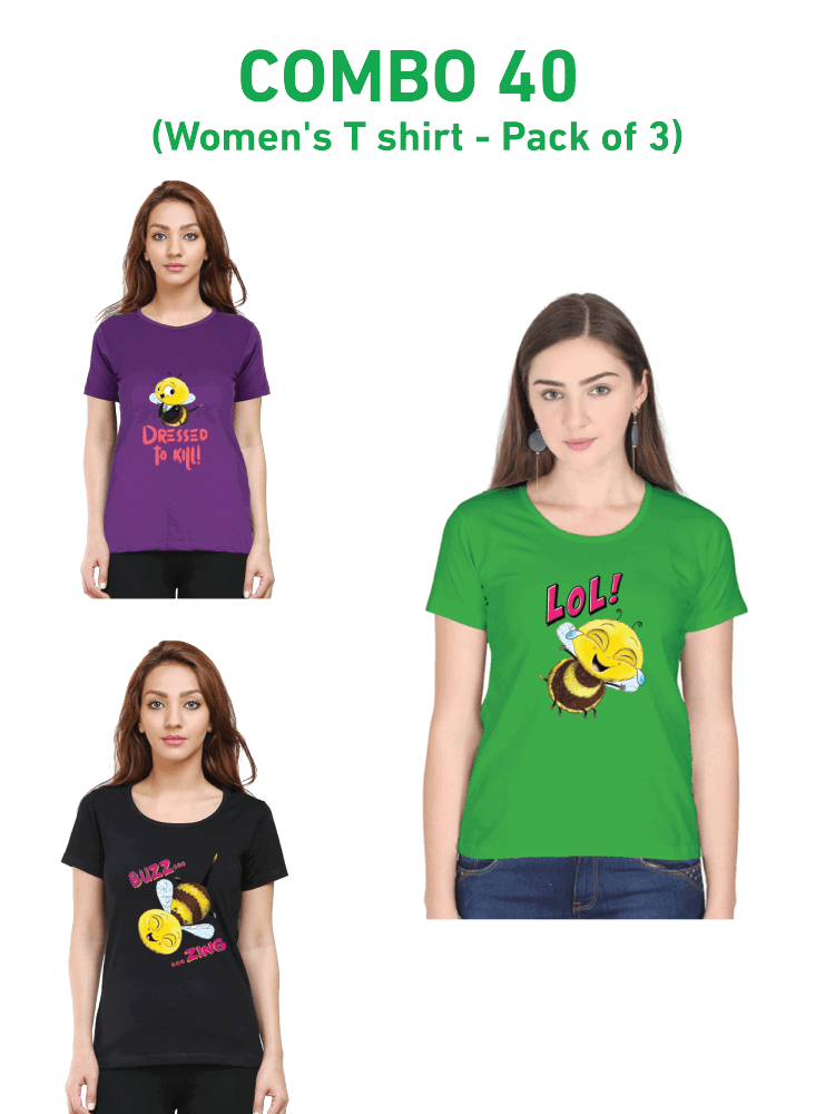 COMBO40: Pack of 3 Women's T shirts - Biplobworld