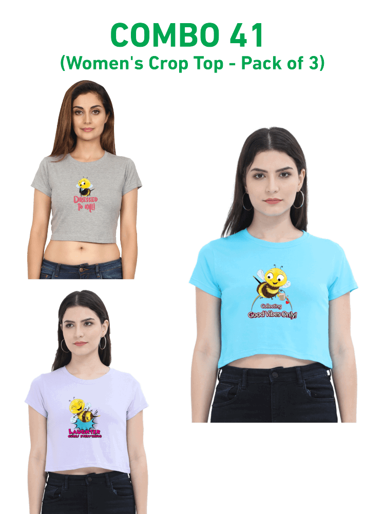 COMBO41: Pack of 3 Women's Crop Tops - Biplobworld