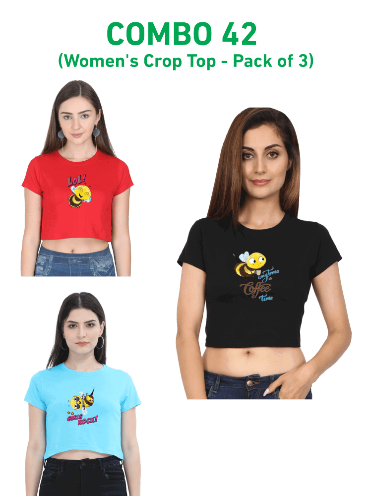 COMBO42: Pack of 3 Women's Crop Tops - Biplobworld