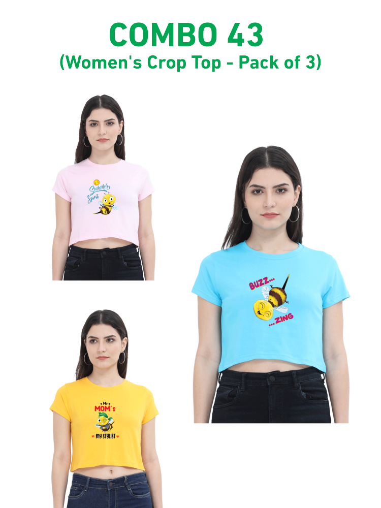COMBO43: Pack of 3 Women's Crop Tops - Biplobworld