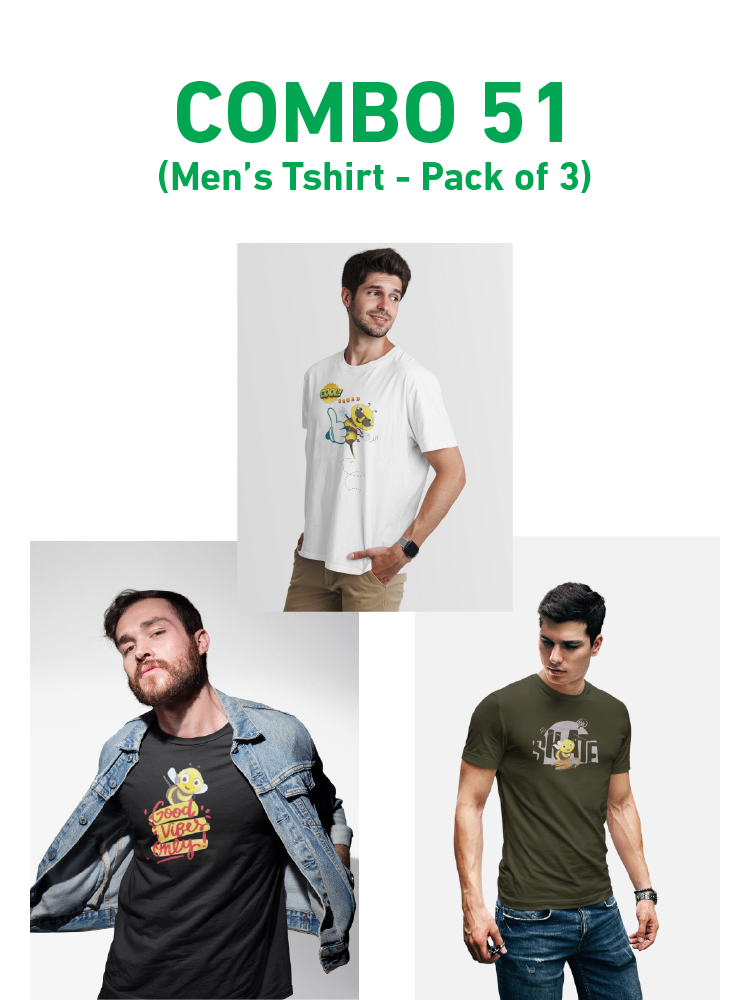 COMBO51: Pack of 3 Men's T shirts - Biplobworld