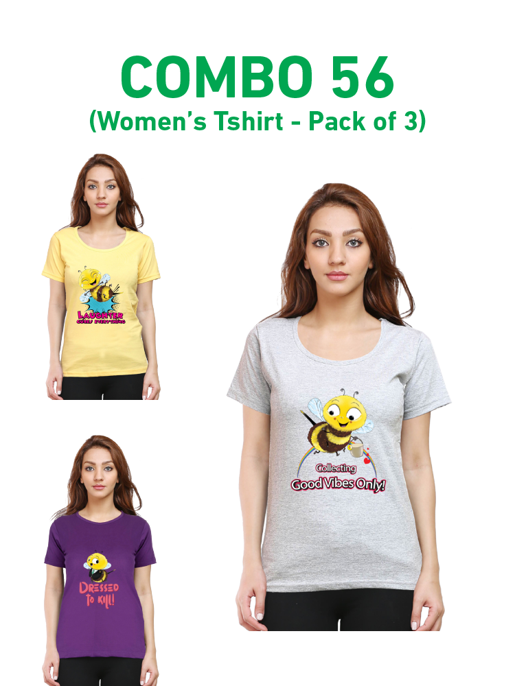 COMBO56: Pack of 3 Women's T shirts - Biplobworld