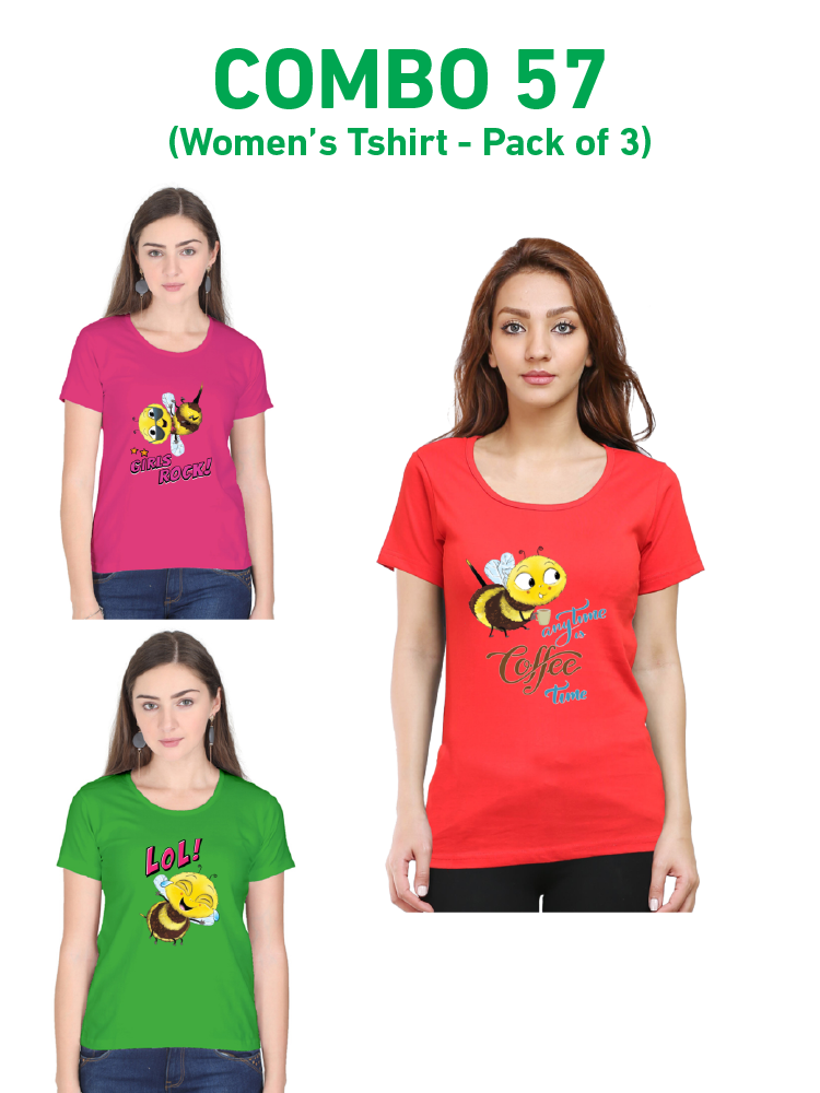 COMBO57: Pack of 3 Women's T shirts - Biplobworld