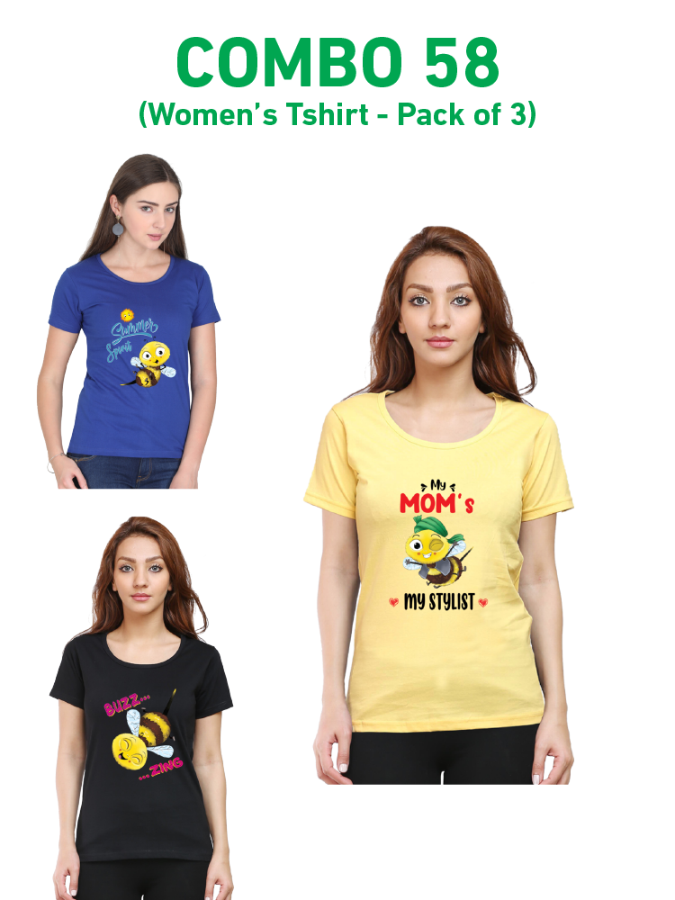 COMBO58: Pack of 3 Women's T shirts - Biplobworld