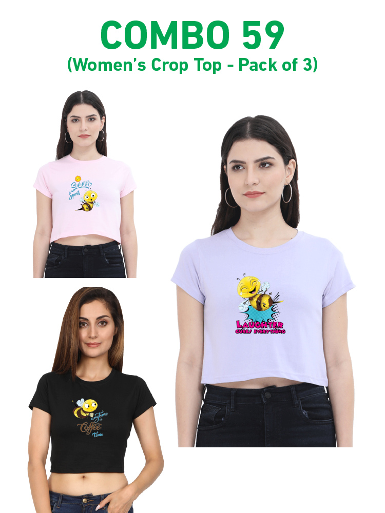 COMBO59: Pack of 3 Women's Crop Tops - Biplobworld
