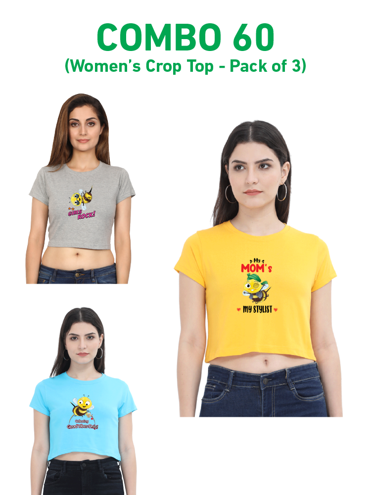 COMBO60: Pack of 3 Women's Crop Tops - Biplobworld