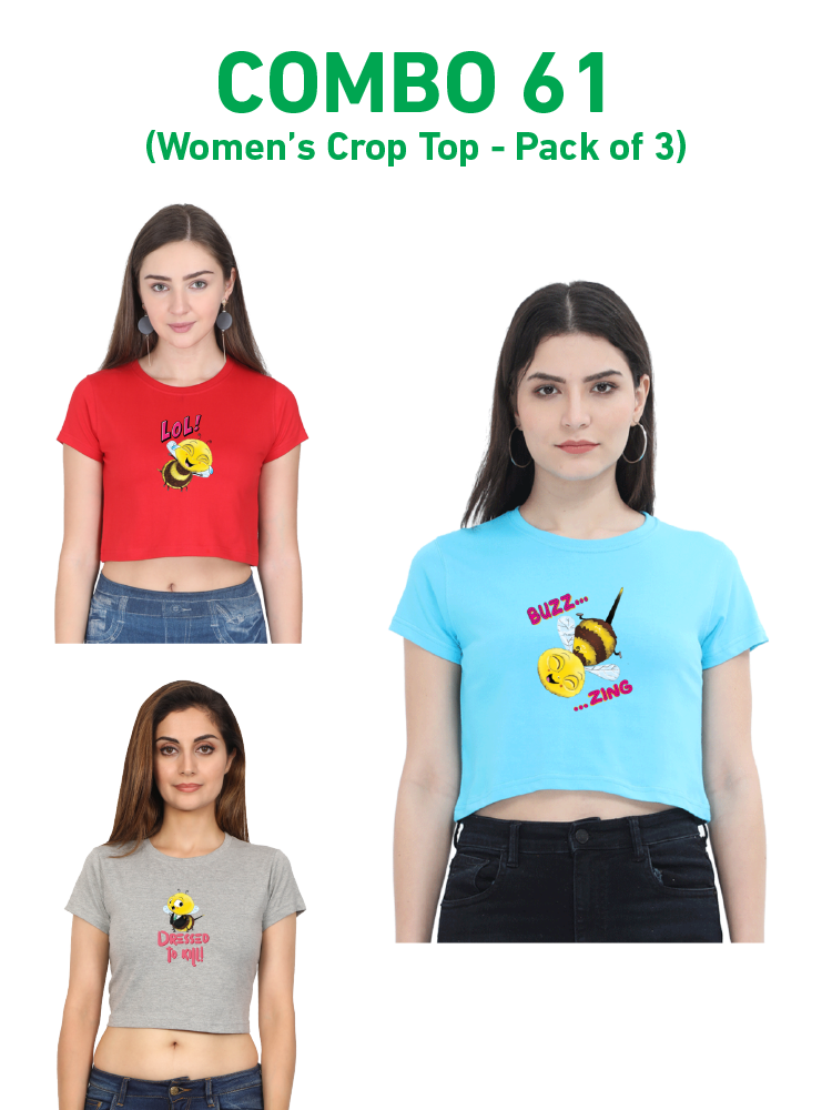 COMBO61: Pack of 3 Women's Crop Tops - Biplobworld