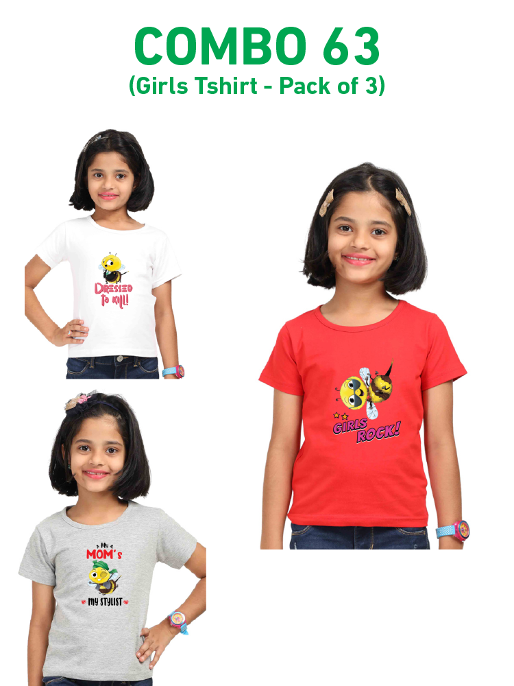COMBO63: Pack of 3 Girls T Shirts - Biplobworld