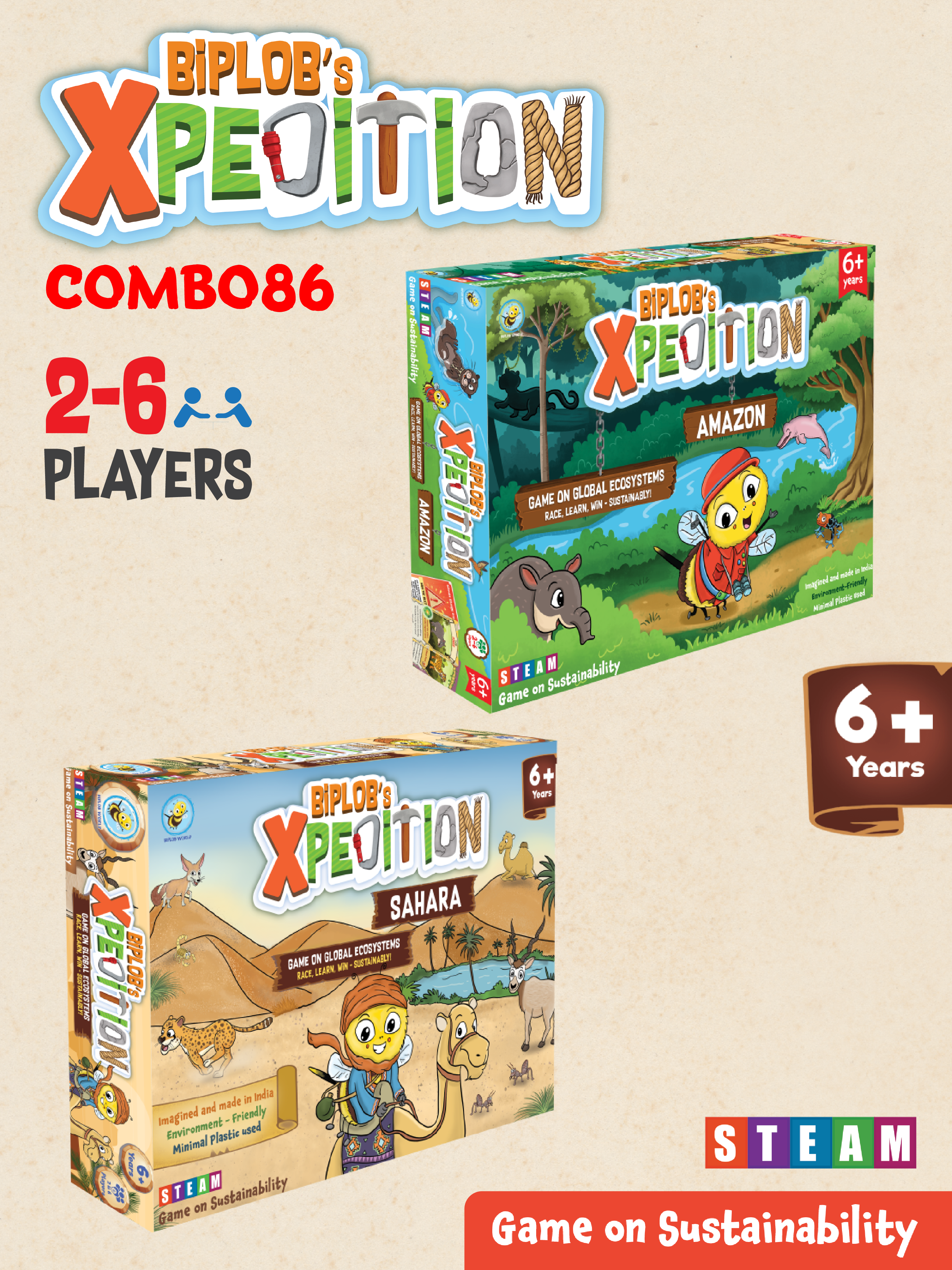 Combo 86: Biplob expedition Amazon and Sahara board game