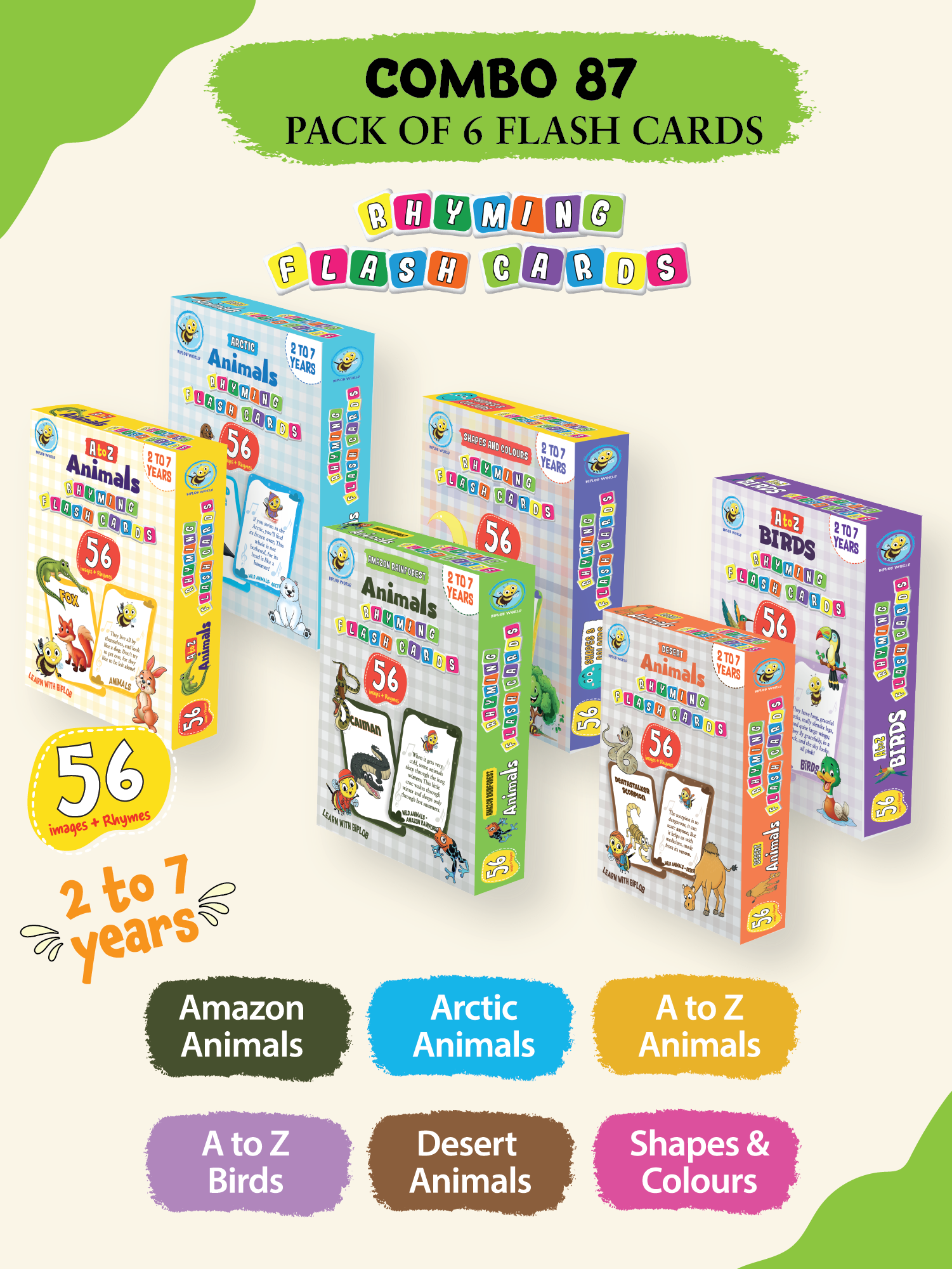 COMBO87: Pack of 6 Rhyming Flash Cards (Set 1)