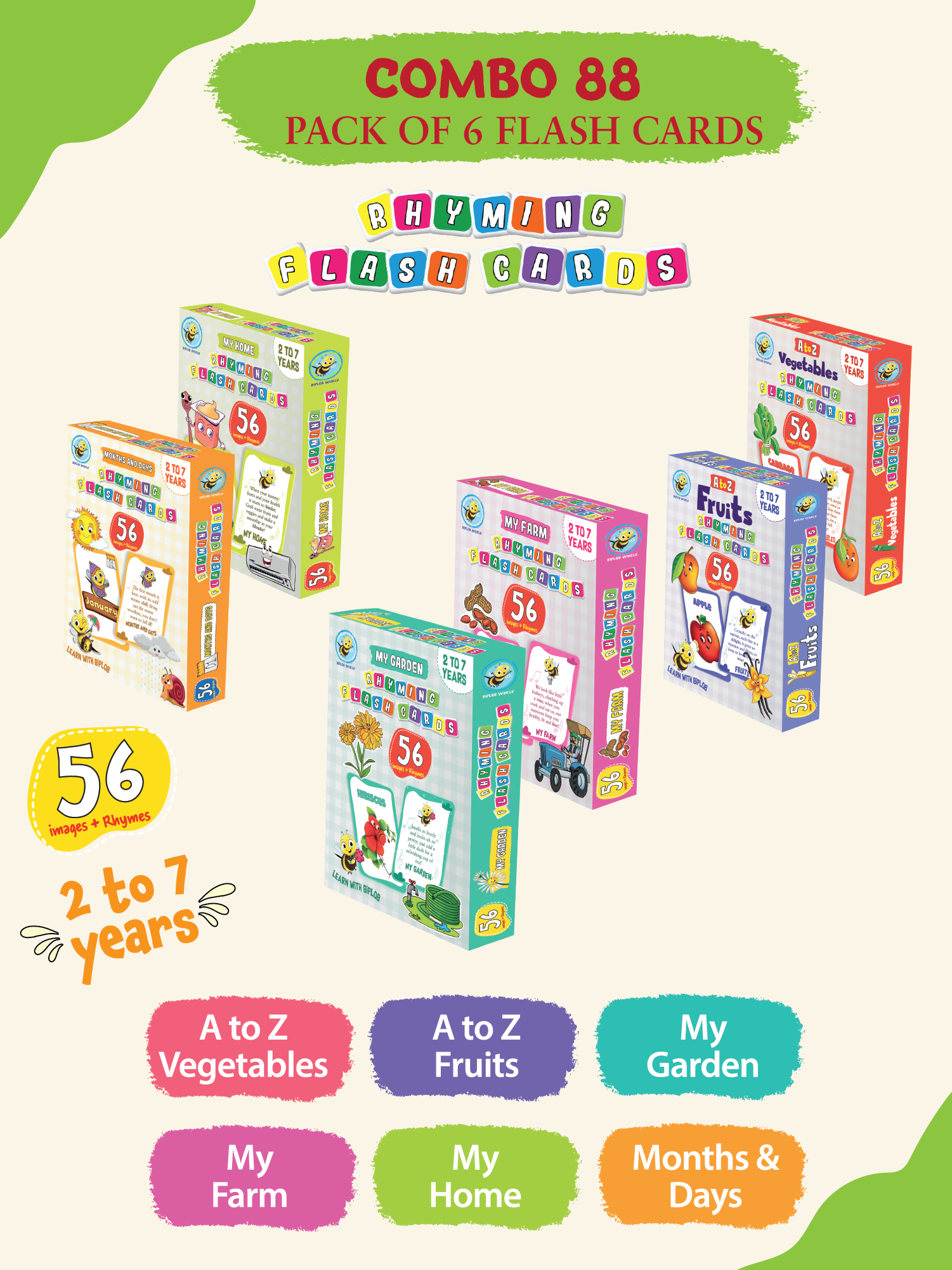 COMBO88: Pack of 6 Rhyming Flash Cards (Set 2)