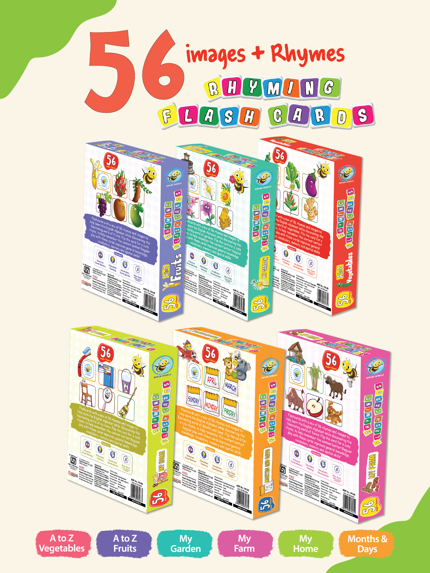 COMBO88: Pack of 6 Rhyming Flash Cards (Set 2)