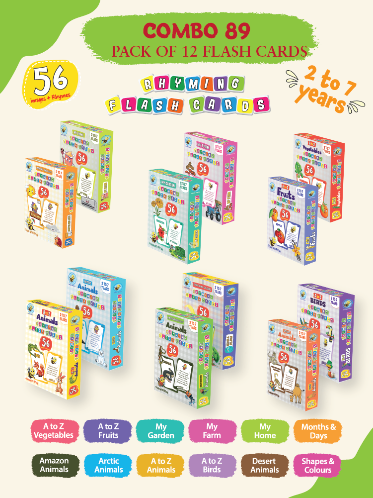 COMBO89: Pack of 12 Rhyming Flash Cards