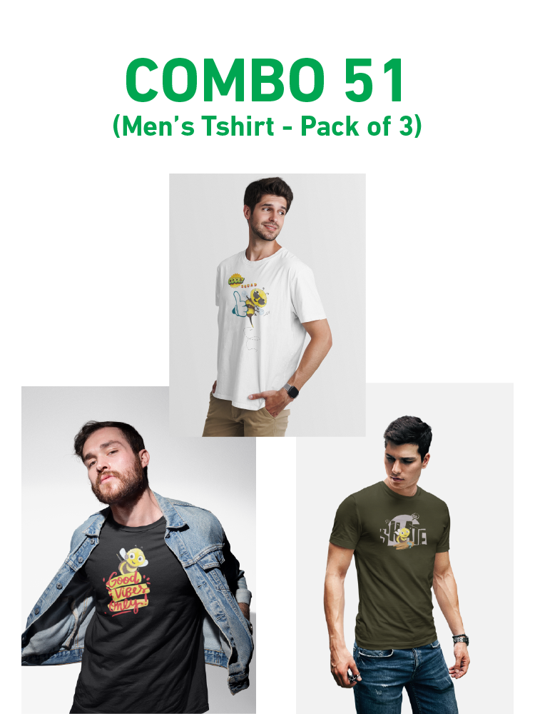 COMBO51: Pack of 3 Men's T shirts