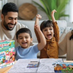 Child developing motor skills through story-based puzzles, colouring books and hands-on DIY learning