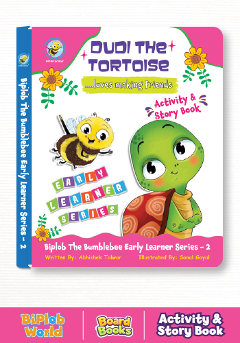 Dudi the Tortoise Is Shy early learner interactive board book for toddlers age 2–5 about friendship and confidence