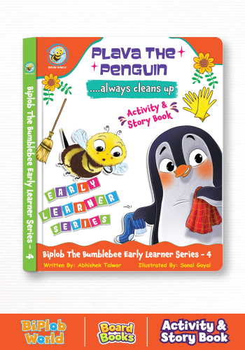 Plava the Penguin Is Messy early learner interactive board book for toddlers age 2–5 about cleanliness and organisation