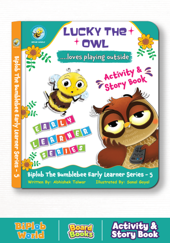 Lucky the Owl Only Watches TV early learner interactive board book for toddlers age 2–5 about healthy screen habits