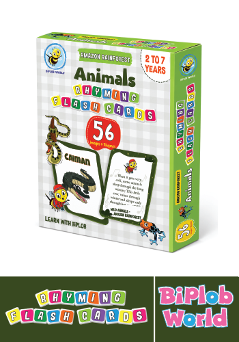 Biplob Premium Flashcards Amazon Rainforest Animals educational flashcards for kids with rhymes colourful wildlife illustrations and early learning activities