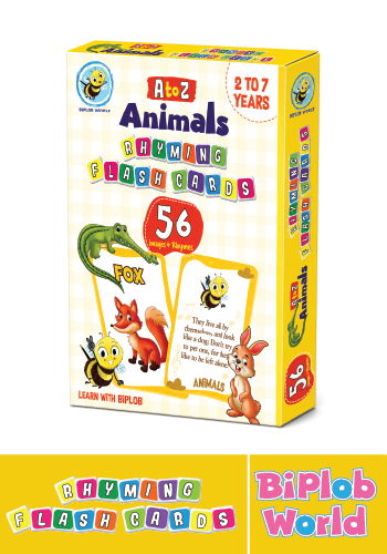 Biplob Premium Flashcards Alphabet Animals educational A to Z animal flashcards for kids with rhymes and colourful illustrations