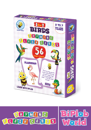 Biplob Premium Flashcards A to Z Bird Discovery educational bird alphabet flashcards for kids with rhymes and colourful illustrations