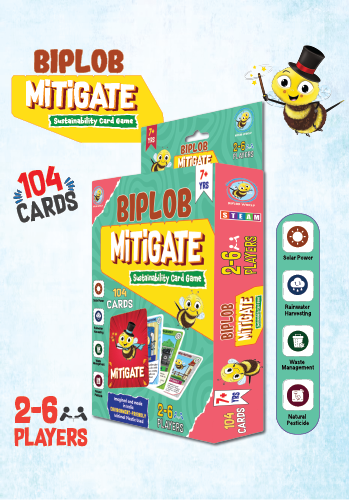 Biplob Mitigate sustainability educational strategy card game for kids aged 7 plus about solar power rainwater harvesting and waste management