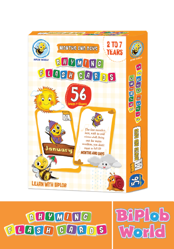 Biplob Premium Flashcards Days and Months educational time concept flashcards for kids with rhymes and colourful illustrations
