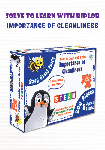 Solve to Learn with Biplob Importance of Cleanliness story based STEM jigsaw puzzle set for kids age 3–6 with 8 puzzles
