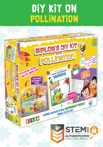 Biplob’s DIY Kit on Pollination STEM activity kit for kids aged 6 plus with puzzles activity book crayons and bee learning