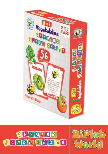 Biplob Premium Flashcards A to Z Vegetable Learning educational vegetable alphabet flashcards for kids with rhymes and colourful illustrations