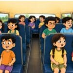 Children enjoying road trip activities with Biplob books board games colouring puzzles and DIY kits