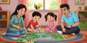 Parent and child bonding through Biplob books board games puzzles colouring DIY kits and time in nature