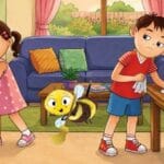 Boy and girl sharing household chores by sweeping and cleaning together while learning about gender equality at home