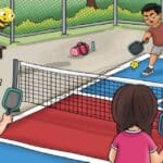 Girls playing a decisive pickleball match while boys cheer from the sidelines, illustrating leadership, teamwork and gender equality for children