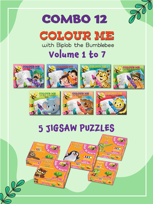 COMBO12: Biplob Colouring Books 1 to 7 + 5 Jigsaw Puzzles