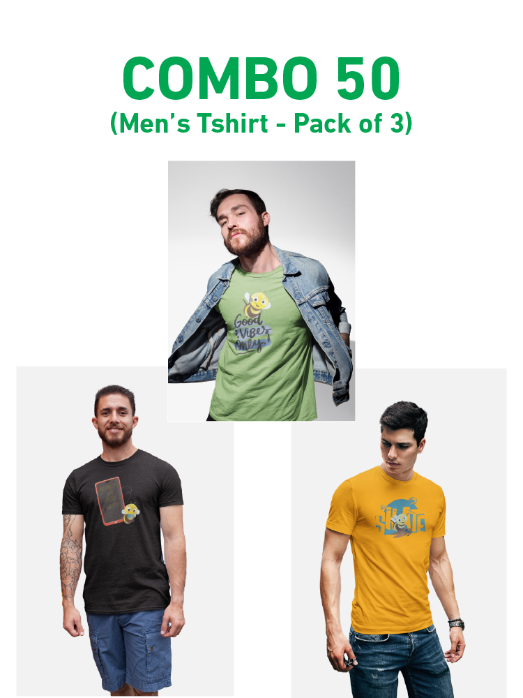 COMBO50: Pack of 3 Men's T Shirts - Biplobworld
