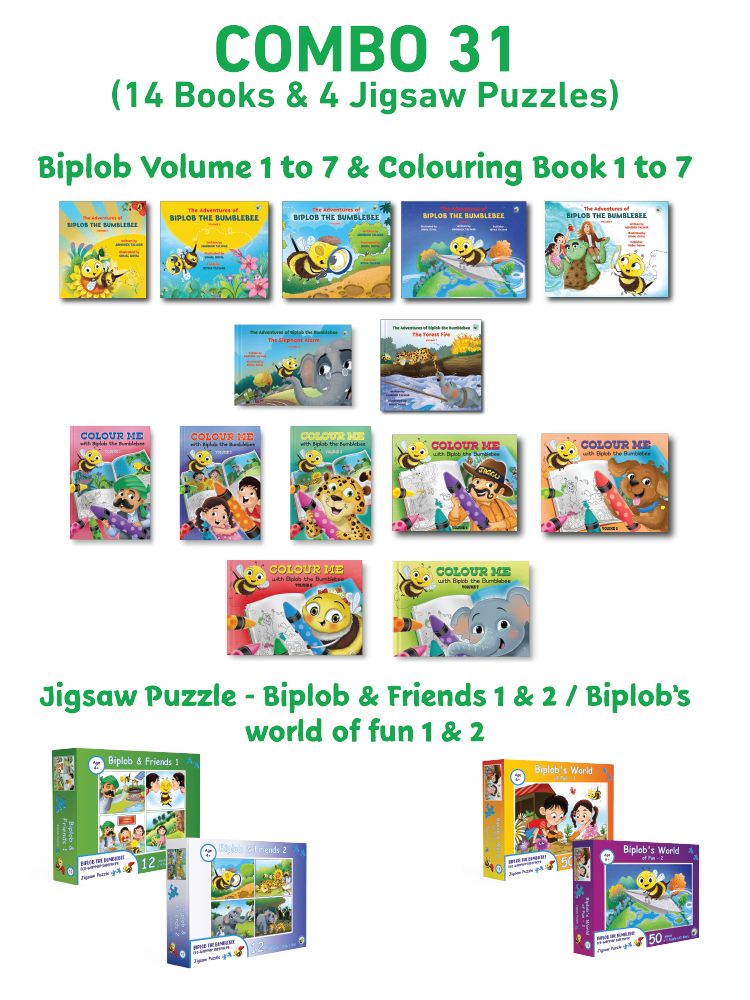 COMBO31: Biplob Storybook 1 to 7 + Colouring Book 1 to 7 + 4 Jigsaw Puzzles