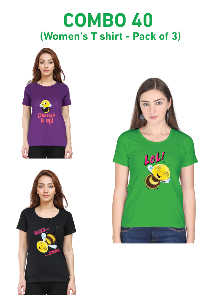 COMBO40: Pack of 3 Women's T shirts