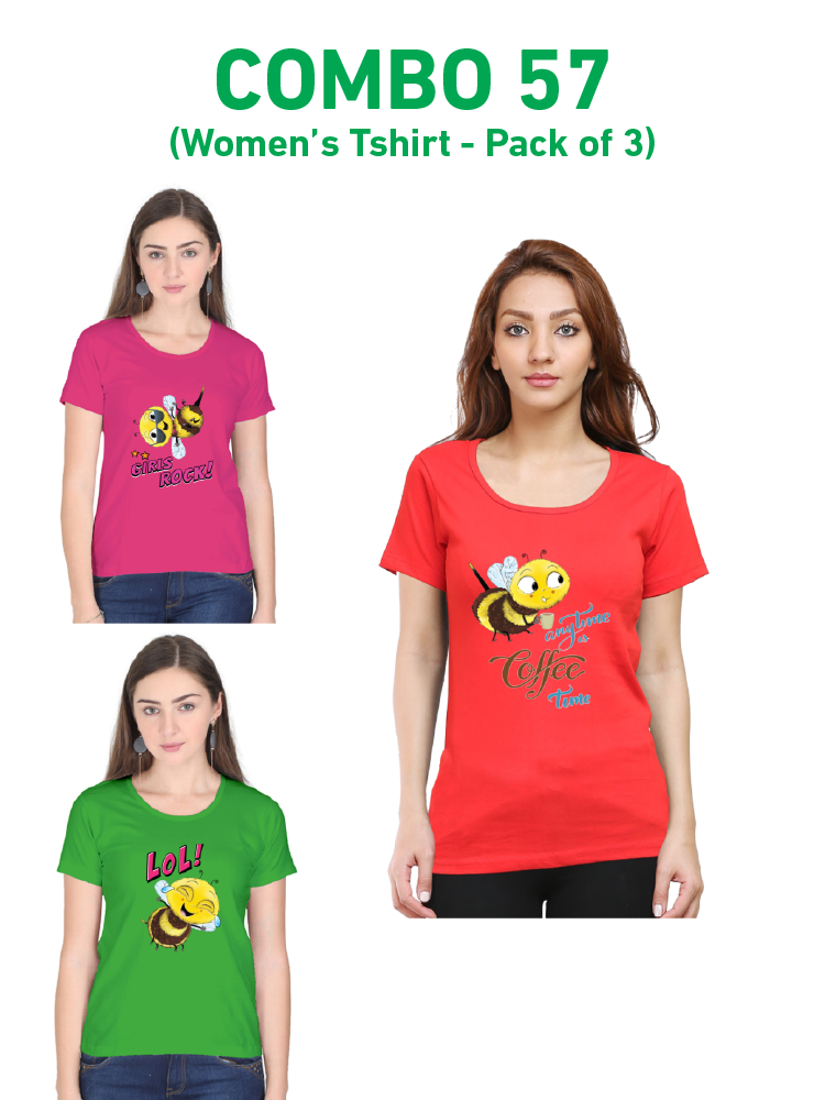 COMBO57: Pack of 3 Women's T shirts