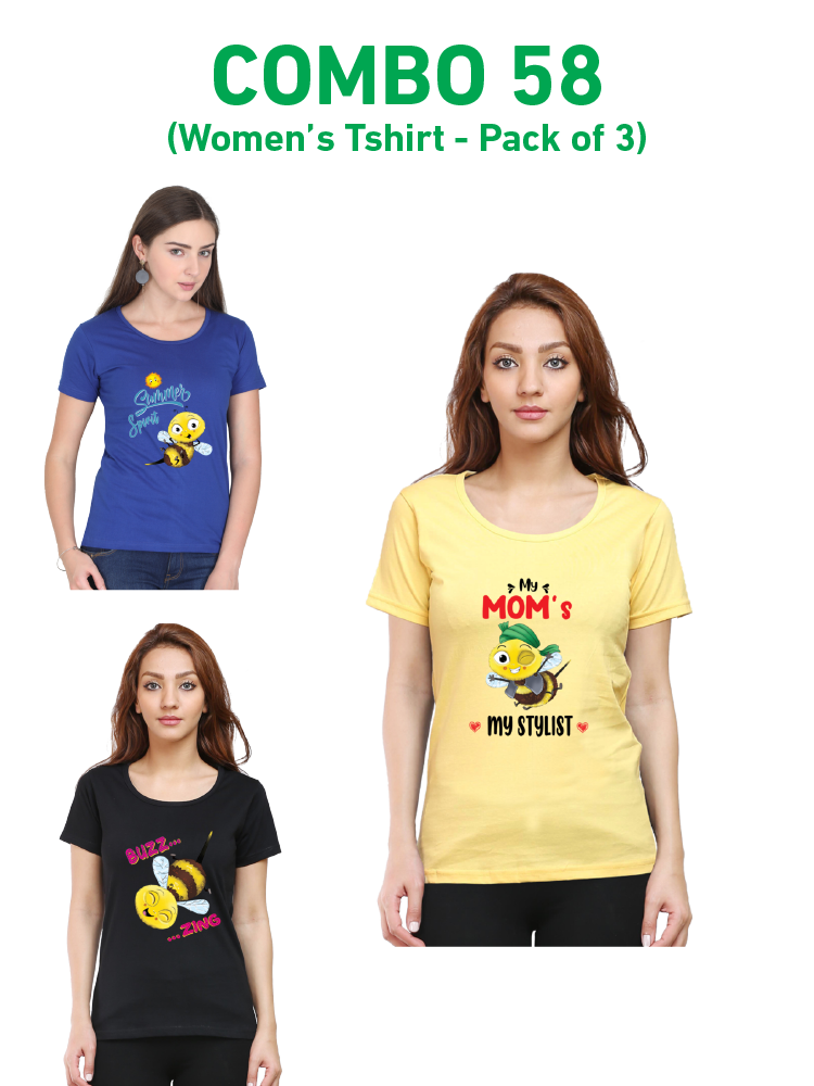 COMBO58: Pack of 3 Women's T shirts