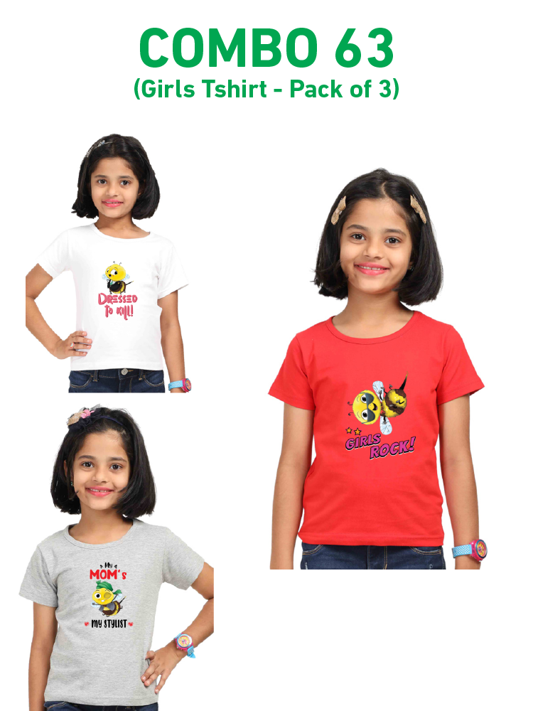 COMBO63: Pack of 3 Girls T Shirts