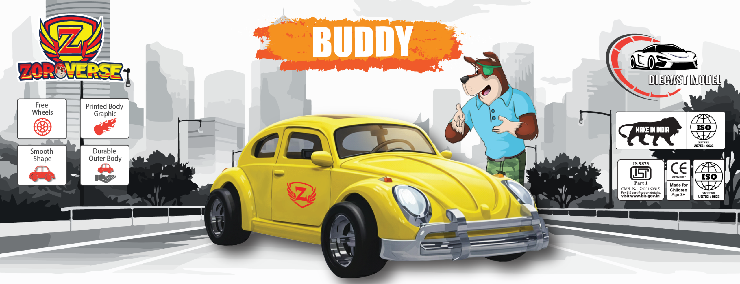 Zoro Verse BUDDY Diecast Car – 1:64 Cool Adventure Metal Toy Car