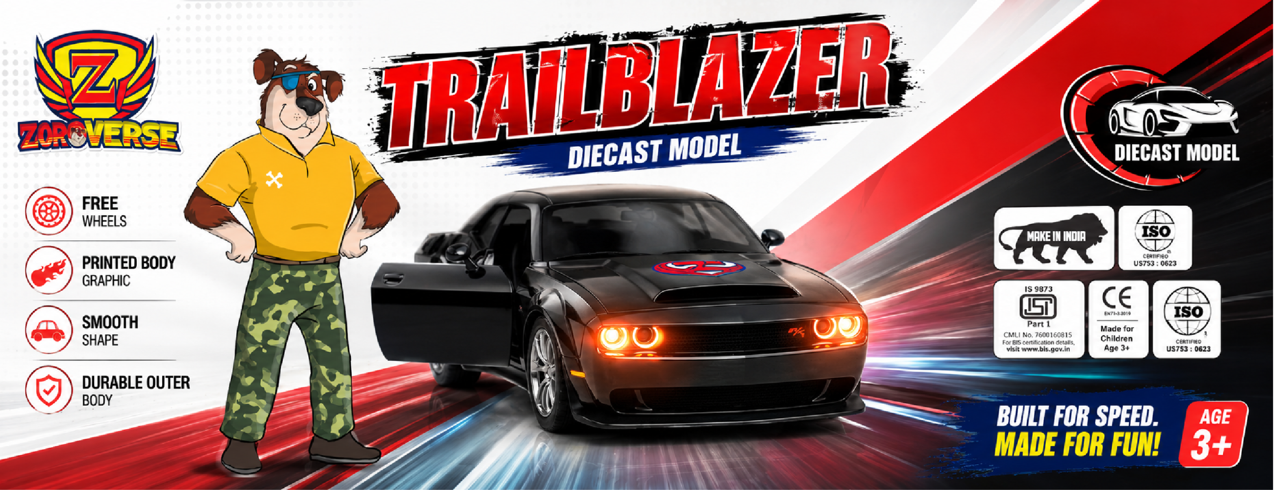 Zoro Verse TRAILBLAZER Diecast Car – Street Racer Metal Toy Car